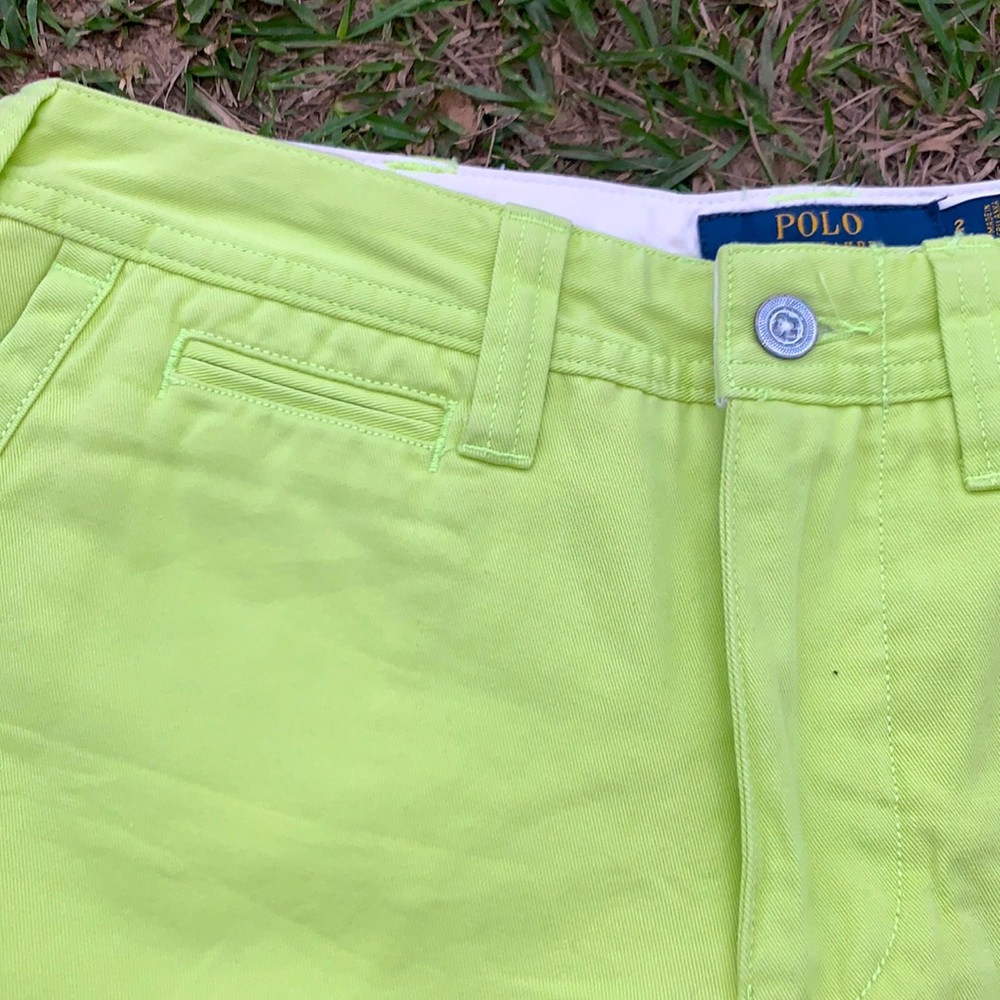 POLO Ralph Lauren Highlighter Green Shorts Size 2 - Picture 2 of 10